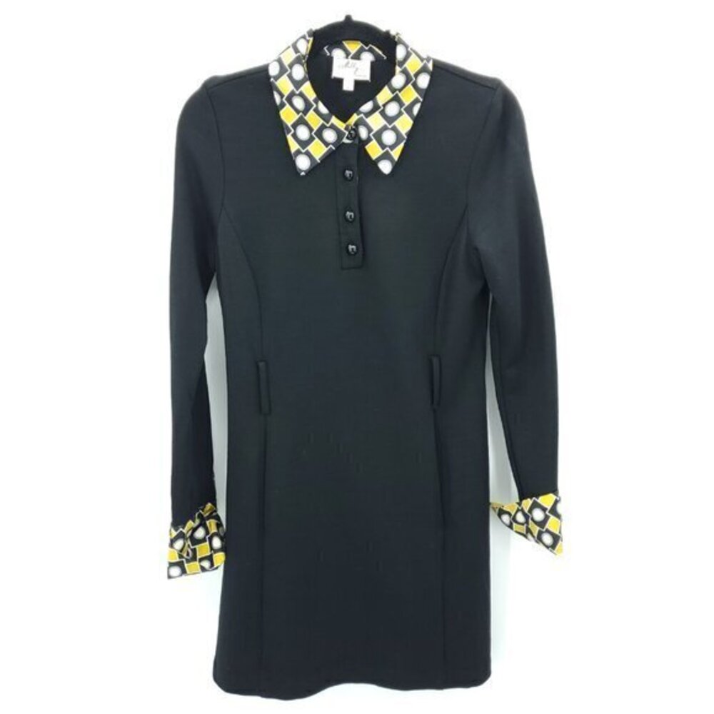 VTG Milly New York Mod-Style Wool/Silk Collared Knit Mini Dress Long Sleeve 6/8
